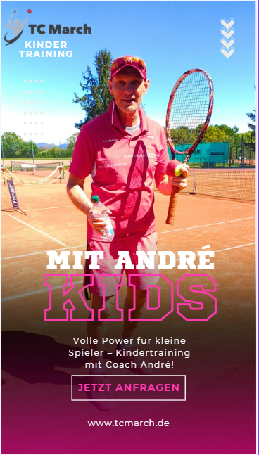 Vereinstrainer André Wrobel auf der Tennisanlage des TC March
